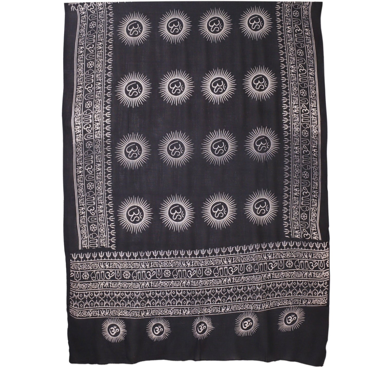 Meditation Yoga Prayer Shawl - Mantra Om - Black Large - Tree Spirit Wellness