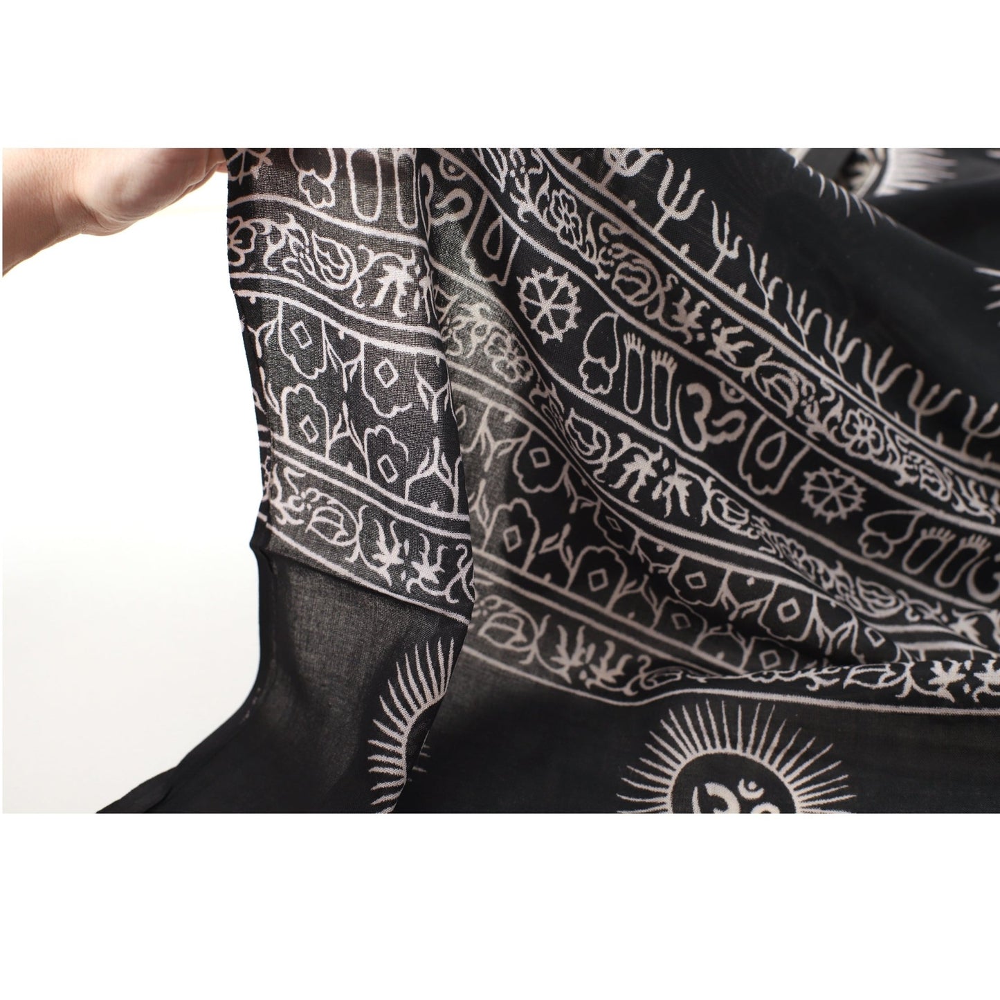 Meditation Yoga Prayer Shawl - Mantra Om - Black Large - Tree Spirit Wellness