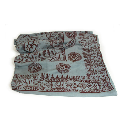 Meditation Yoga Prayer Shawl - Mantra Om - Grey Large - Tree Spirit Wellness