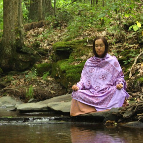 Meditation Yoga Prayer Shawl - Mantra Om - Purple Large - Tree Spirit Wellness