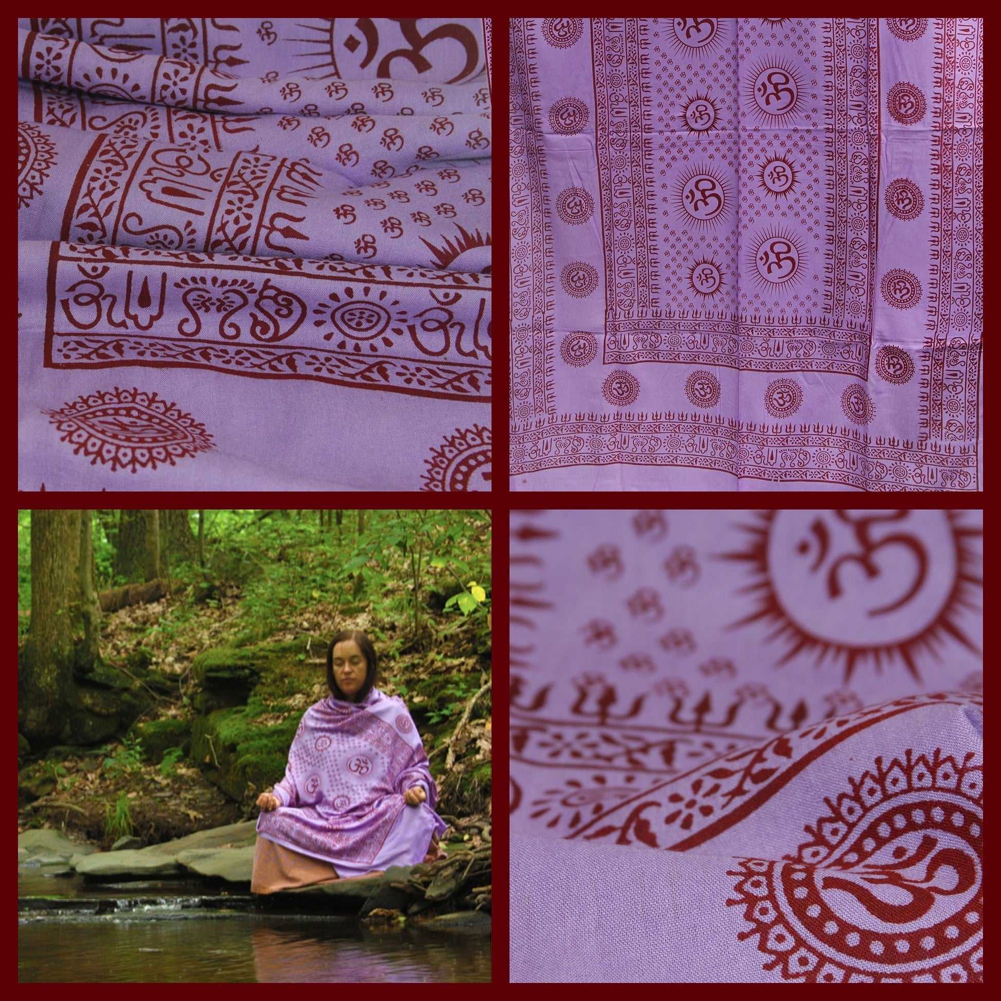 Meditation Yoga Prayer Shawl - Mantra Om - Purple Large - Tree Spirit Wellness