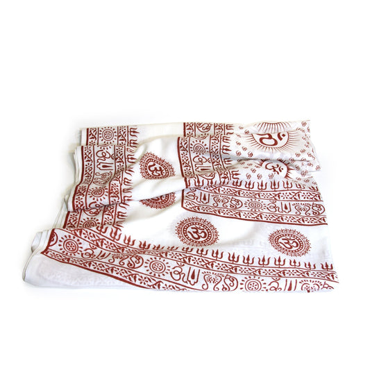 Meditation Yoga Prayer Shawl - Mantra Om - White Large - Tree Spirit Wellness