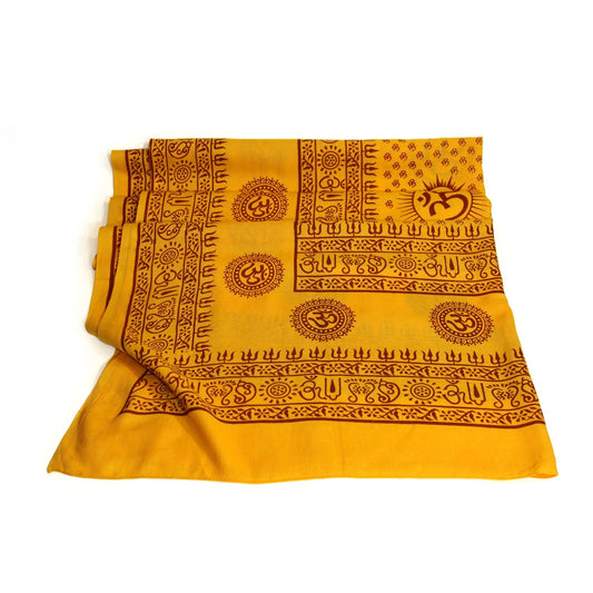 Meditation Yoga Prayer Shawl - Mantra Om - Yellow Large - Tree Spirit Wellness