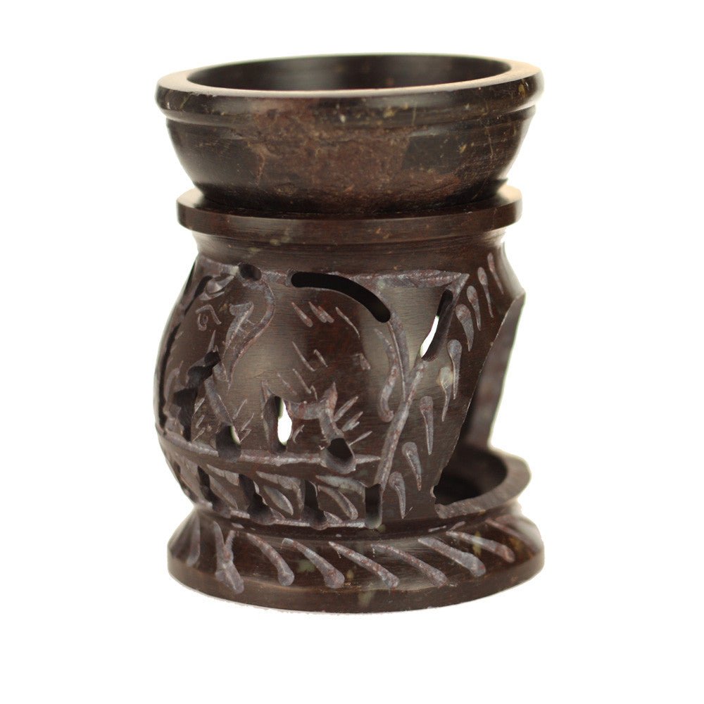 Oil Diffuser - Natural Soapstone Oil Burner Round Elephant 3.25" - Tree Spirit Wellness