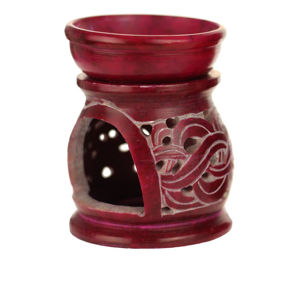 Oil Diffuser - Red Soapstone Oil Burner Carved 3.25" - Tree Spirit Wellness