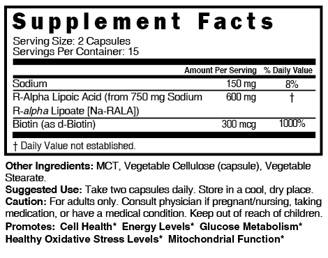 Nutri R-Alpha Lipoic Acid with Biotin ( Stabilized Active Form of ALA) - Tree Spirit Wellness