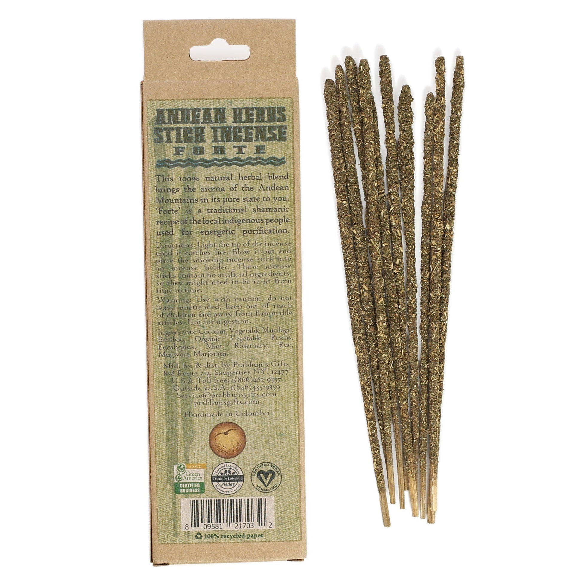 Smudging Incense - Forte - Andean Herbs Incense Sticks - Purity & Protection - Tree Spirit Wellness