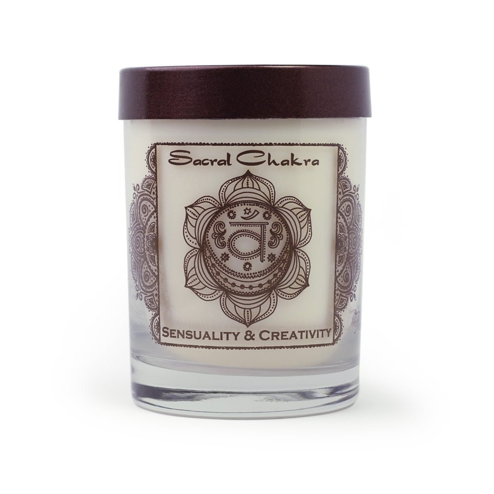 Soy Candle for Chakra Meditation Scented with Essential Oils | Sacral Chakra Svadhishthana | Vanilla | Sensuality and Creativity - 10.5oz - Tree Spirit Wellness