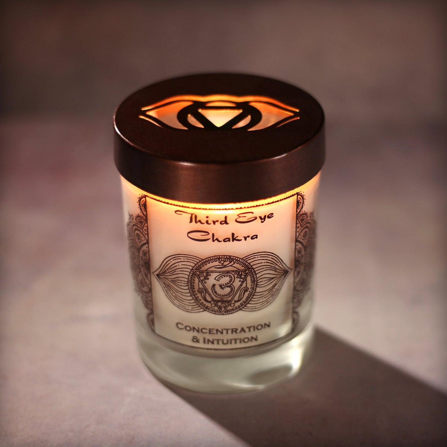 Soy Candle for Chakra Meditation Scented with Essential Oils | Third Eye Chakra Ajna | Indian Jasmine | Concentration and Intuition - 10.5oz - Tree Spirit Wellness