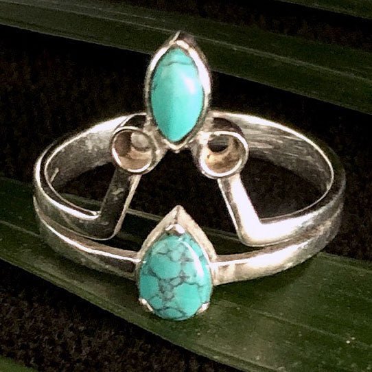 Stacked Turquoise Ring - Silver - Tree Spirit Wellness