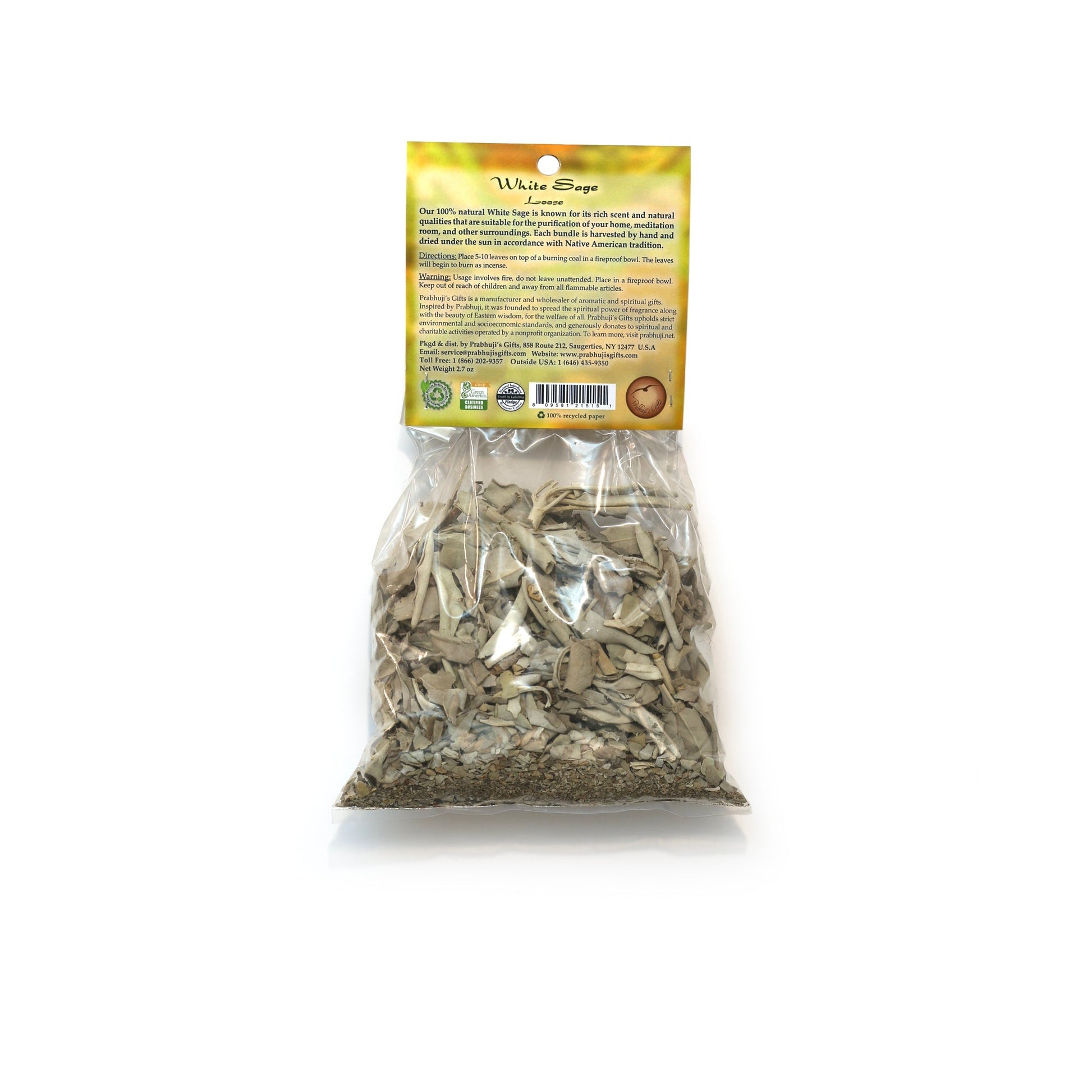 White Sage Smudge Loose Leaves - 2.7oz bag - Tree Spirit Wellness