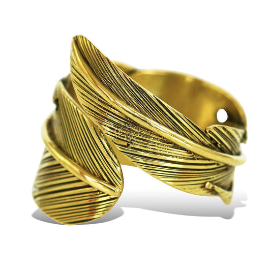 Wrapped Feather Ring - Brass - Tree Spirit Wellness