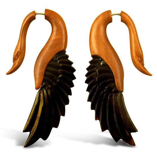 Yafah Swans - Tan Wood with Horn - Tree Spirit Wellness